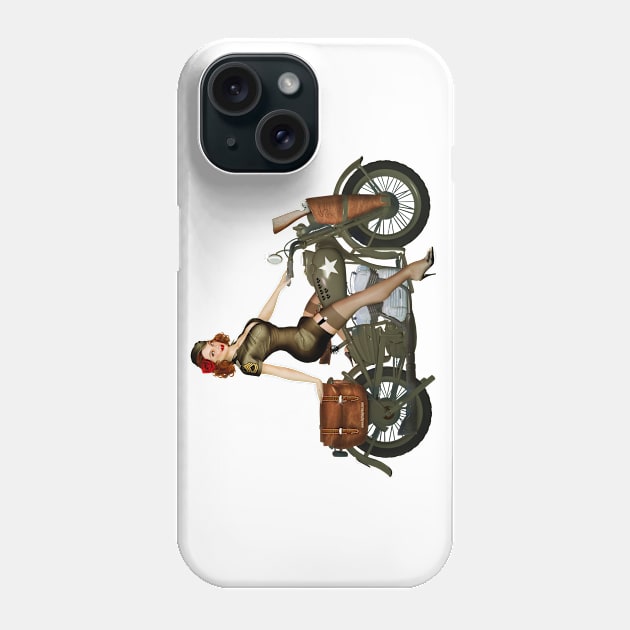 Army Motorcycle Pinup Phone Case by seanearley