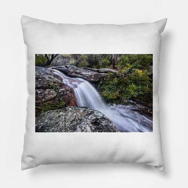 Waterfall in the bushland near Pearly Ponds on NSW Central Coast Pillow by Geoff79