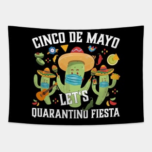 Cinco De Mayo Cactus Let's Quarantino Fiesta Tapestry