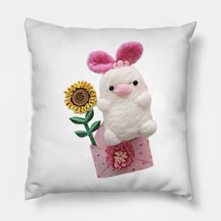 Felted Bunny/ Flower Bunny/Birthday /handmade/love/cute/little girl/baby Pillow