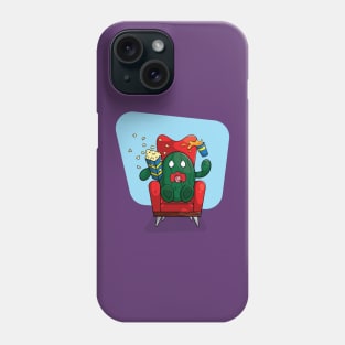 Scared watermelon watching a movie Phone Case