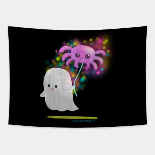 Little Ghost and a Spider Balloon Tapestry