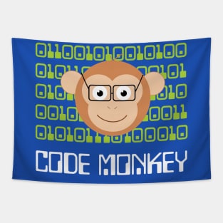Funny Code Monkey Nerd Computer Programmer Cool  Gift Tapestry