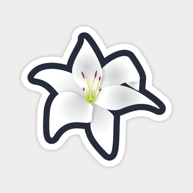 White Lily Flower Magnet by hannahnking