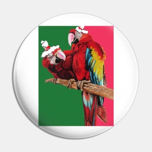Christmas Macaw - Here Comes Santa Macaws! - on Red and Green Pin