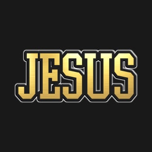 Shiny black and Gold JESUS word ver11 T-Shirt