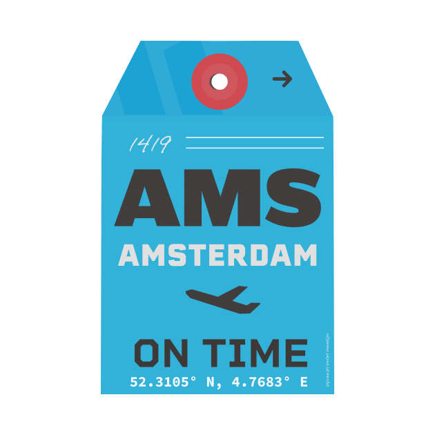 AMS Amsterdam luggage tag style blue by Woohoo