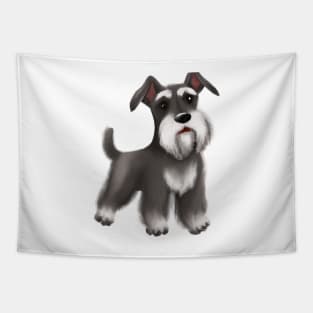 Cute Miniature Schnauzer Drawing Tapestry