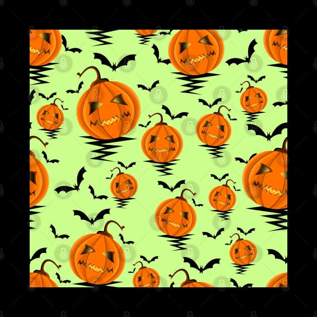 Halloween Pattern with Pumpkins and Bats by ilhnklv