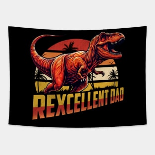 Rexcellent Dad Fathers Day Retro Dinosaur T Rex Papa Grandpa Tapestry