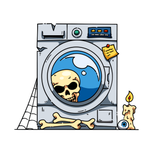 Skull Inside Washing Machine T-Shirt