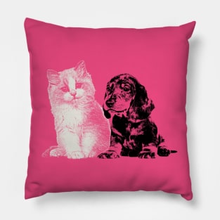 Dog and cat couple Pillow