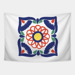 Talavera Blue Petals Tapestry