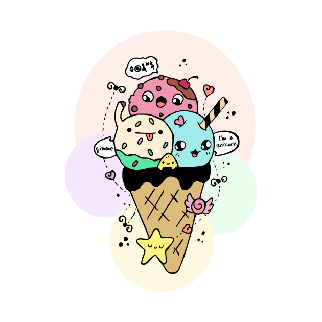 Cute Icecream Kawaii Illustration by ArtsByNaty