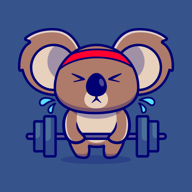 Cute Koala Lifting Barbell Cartoon by Catalyst Labs