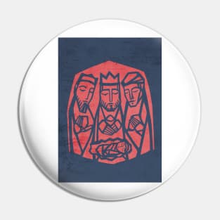 Illustration of the three wise men and baby Jesus Christ Pin