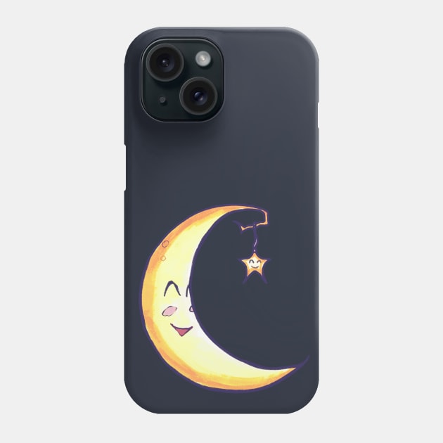 Good Night Moon Cartoon Phone Case by FishWithATopHat