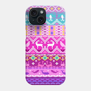 Cross stitch, ethnic pattern, Pixel Seamless, various animal patterns. Phone Case