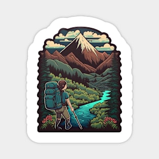 Hiking Cartoon Design - Buy and Plant a Tree Magnet