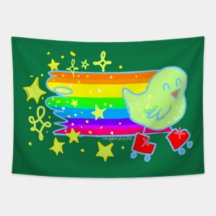 Happy little rainbow duckie Tapestry