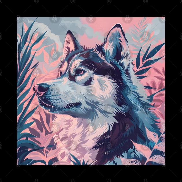 Retro Alaskan Malamute: Pastel Pup Revival by NatashaCuteShop