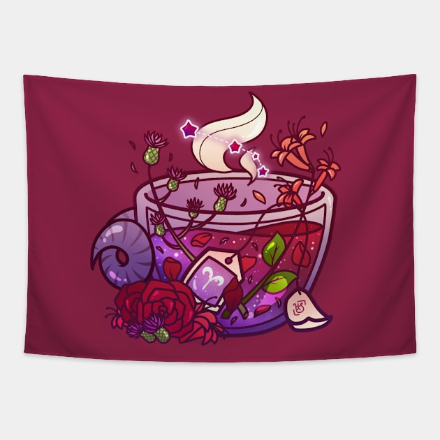 Ares Zodiac Teacup Tapestry by heysoleilart