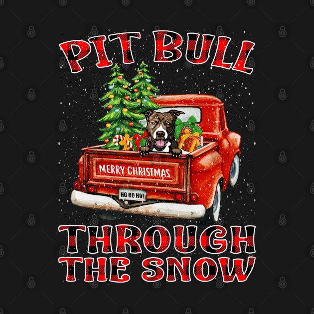 Christmas Pit Bull Through The Snow Dog Santa Truck Tree by intelus