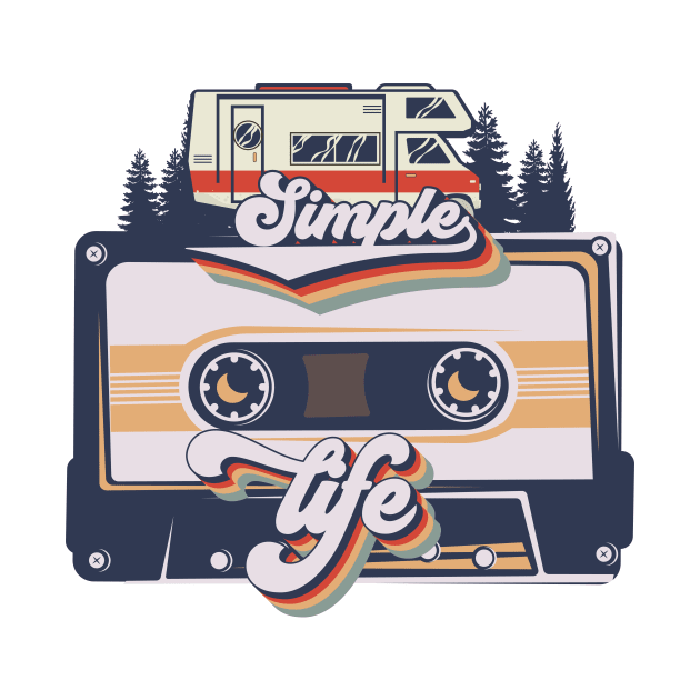 Cute retro camping van cassette music, Van music camping short quote, Simple life by HomeCoquette