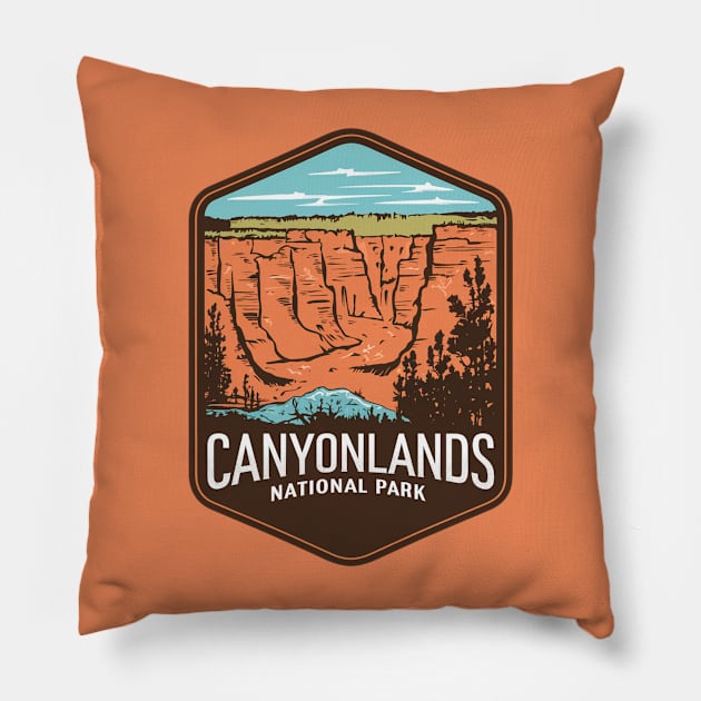 Canyonlands National Park Retro Emblem Pillow by Perspektiva