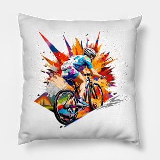 Mountain Bike Sport Game Champion Competition Abstract Pillow