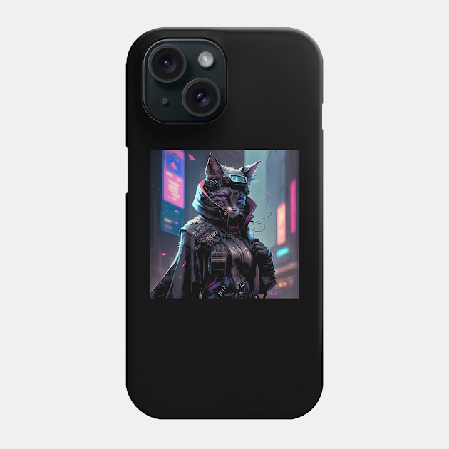 Cyberpunk Cat 2 Phone Case by Asylum Ink