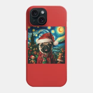 Cute Christmas Pug - Van Gogh Style Phone Case