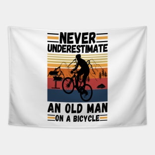 never underestimate an old man on a bicycle Tapestry