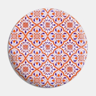 Arabic Orange and indigo Moroccan Pattern (Decorative Border) Pin