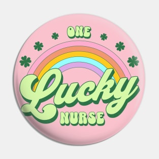 One Lucky Nurse St Patricks Day Kawaii Rainbow Pin