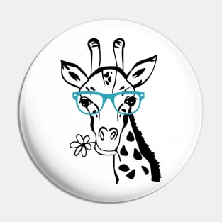 Giraffe Spirit Animal Trendy Funny Face With Glasses In Zoo Pin