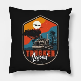 18 wheeler truck vintage badge ,Trucker Legend Pillow