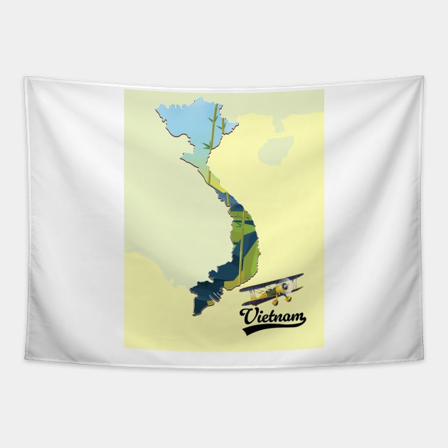 Vietnam retro map Tapestry by nickemporium1