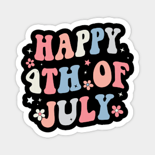 Groovy Happy 4th of July American Retro Patriotic USA Magnet