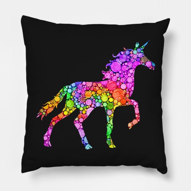 Colorful Polka Dot Unicorn International Dot Day Pillow by CasperX10