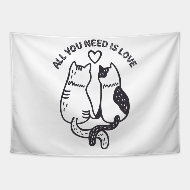 happy valentine's day cat lovers All You Need Is Love Tapestry by pht