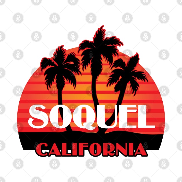 Soquel California City Sticker Icon with Palms by PauHanaDesign