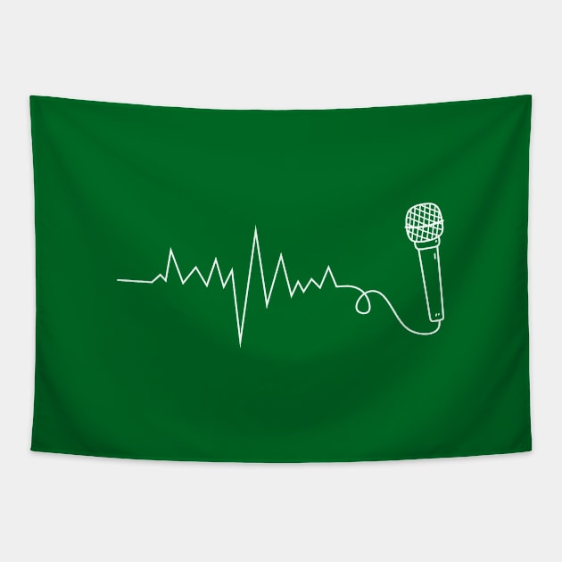 Music Lover Microphone Heartbeat Music Teacher Appreciation Tapestry by Printopedy