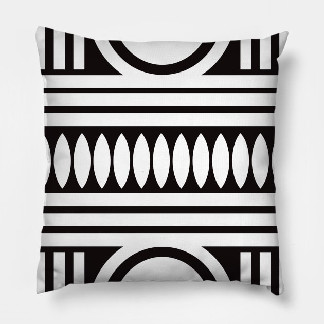 African Geometric Pattern Black and White Pillow by Inogitna Designs