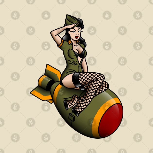 American Traditional Patriotic Atomic Bomb Belle Pin-up Girl by OldSalt