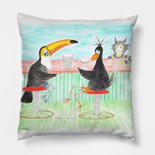 Crow Toucan Barcat large drink Pillow