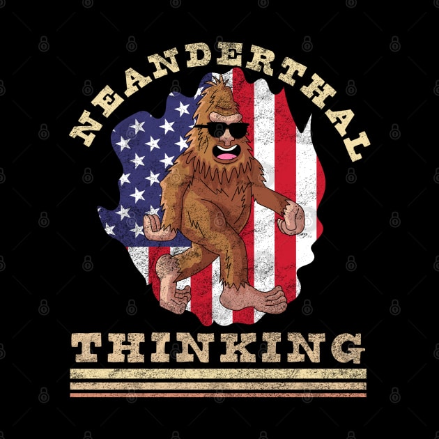 Neanderthal Thinking American Flag by OrangeMonkeyArt