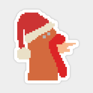 Pixelart Thanksgiving Turkey in Christmas Santa Hat Magnet