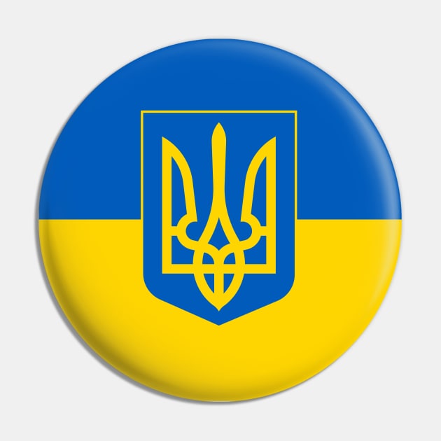 Flag of Ukraine with Coat of Arms Pin by COUNTRY FLAGS