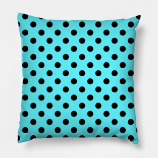 Black Polka Dots Pattern on Sky Blue Background Pillow